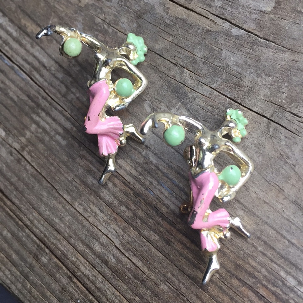 vintage 1950's enamel dancer scatter pins